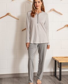 Женские зимние хлопковые пижамы, планка и однотонные брюки Mitjans, серый