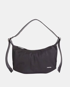 Большая однотонная сумка через плечо черного цвета на молнии Calvin Klein, черный