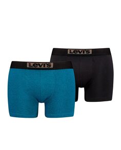 Комплект из 2 мужских трусов-боксеров с полосатым логотипом Levi&apos;s, темно-синий Levis