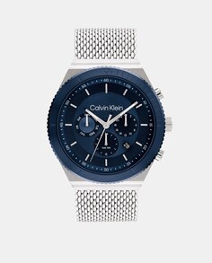 CK Fearless 25200305 Многофункциональные мужские часы со стальной сеткой Calvin Klein, серебро