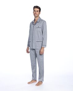 Длинная мужская пижама из серого поплина Guasch, серый