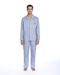 Мужская длинная пижама из поплина синего цвета Guasch, синий