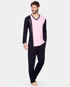 Мужская длинная вязаная пижама розового цвета Eden Park, розовый