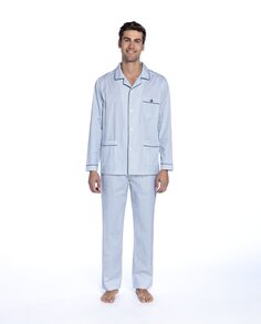 Мужская длинная пижама из поплина синего цвета Guasch, синий