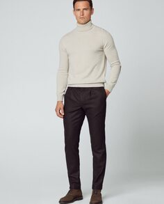 Узкие мужские брюки чинос темно-коричневого цвета Hackett, темно коричневый