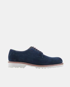 Мужские замшевые туфли на шнуровке с гладким верхом и резиновой подошвой Yanko, темно-синий