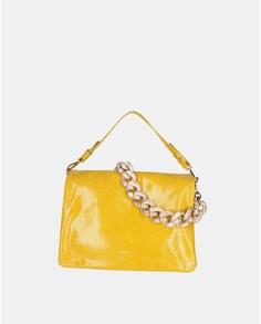 Большая желтая кожаная сумка с короткой ручкой и ремнем через плечо Jasmine, желтый