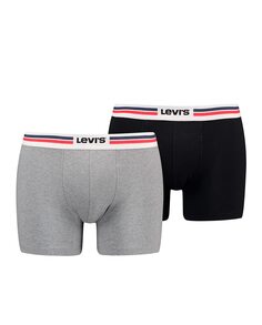Набор из 2 мужских трусов из натурального хлопка со спортивным логотипом Levi&apos;s, серый Levis