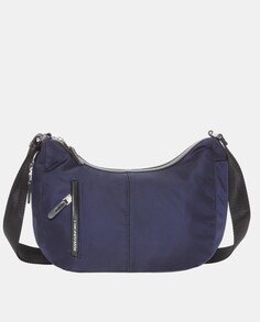 Темно-синяя расширяемая сумка через плечо из блестящего нейлона Mandarina Duck, темно-синий