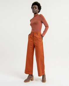 Женские прямые брюки из 100% хлопка с отворотом по низу Surkana, коричневый