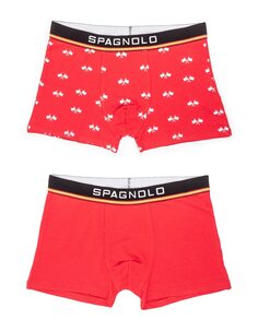 Комплект из двух трикотажных боксеров красного цвета с принтом Spagnolo, красный