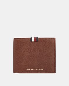Кожаный кошелек с визитницей, бумажником и портмоне для монет Tommy Hilfiger, коричневый