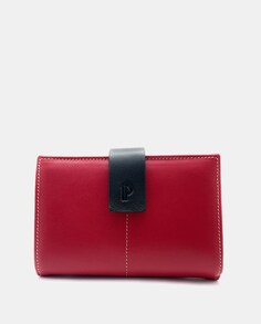 Маленький красный кожаный кошелек с черным ремешком Pielnoble, красный
