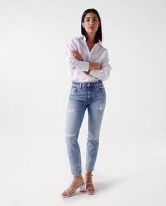 Женские джинсы Destiny с эффектом пуш-ап, укороченного кроя со средней посадкой и прорезями Salsa Jeans, синий