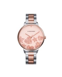 Женские часы Kiss 3 стальные стрелки с розовым IP Viceroy, розовый