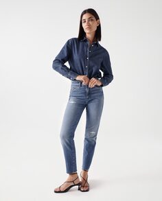 Женские укороченные узкие джинсы скинни с высокой посадкой и пуш-ин Faith Salsa Jeans, синий