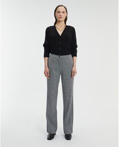 Женские трикотажные брюки-клеш с принтом и эластичной резинкой на талии Andam, черный