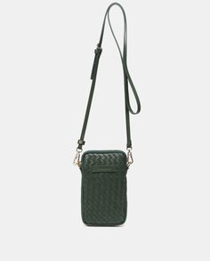 Зеленая кожаная плетеная сумка для мобильного телефона Abbacino, зеленый