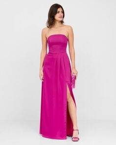Длинное платье без бретелек с разрезом по бокам Veneno en la piel, розовый