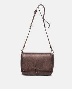 Маленькая сумка через плечо коричневого цвета металлик с клапаном Abbacino, коричневый