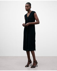 Платье с бахромой из 100 % переработанного полиэстера Adolfo Dominguez, черный