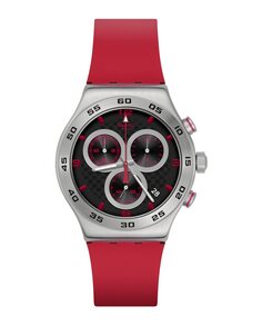 Часы CRIMSON CARBONIC RED с красным каучуковым ремешком Swatch, красный