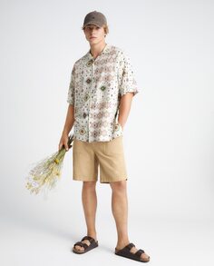 Мужская вискозная рубашка с короткими рукавами и принтом Green Coast