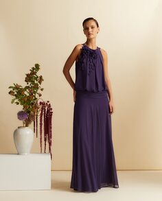 Длинное платье с воротником-хомутом El Corte Inglés, фиолетовый