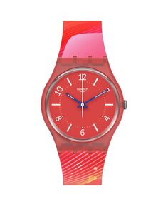 Часы-шарм с каллиграфией на красном силиконовом ремешке Swatch, красный