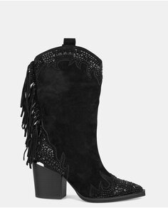 Женские кожаные ботинки со стразами Alma en Pena, черный
