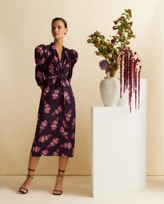 Платье миди с принтом El Corte Inglés, фиолетовый
