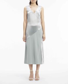 Атласное платье без бретелек Calvin Klein, серый