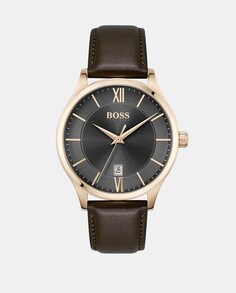 Мужские часы 1513894 из коричневой кожи Boss, коричневый