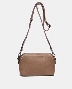 Маленькая сумка через плечо из переработанных материалов серо-коричневого цвета с контрастной строчкой Abbacino