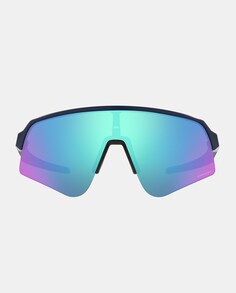 Мужские солнцезащитные очки с геометрическим рисунком в безободковой оправе Oakley, синий