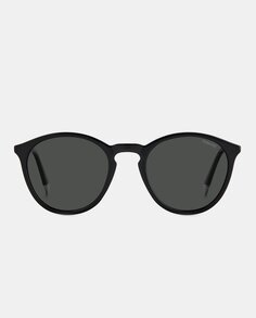 Черные круглые мужские солнцезащитные очки с поляризационными линзами Polaroid, черный