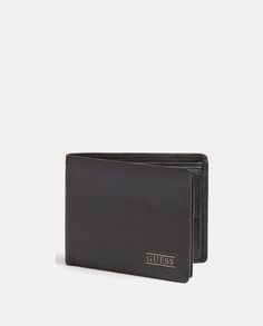Горизонтальный кожаный кошелек с логотипом темно-серого цвета Guess, черный
