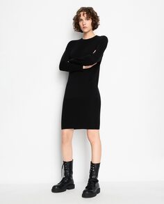 Короткое платье из мериносовой вязки Armani Exchange, черный