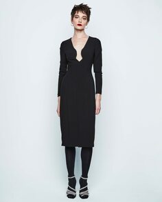 Облегающее платье миди с V-образным вырезом &amp; Me Unlimited, черный