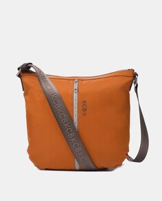 Большая сумка через плечо из нейлона светло-коричневого цвета с вертикальным карманом спереди Kcb, коричневый