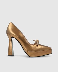 Женские туфли на платформе из металлизированной кожи бронзового цвета Lodi, золотой