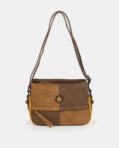 Маленькая коричневая сумка через плечо в клетку с передним карманом Caminatta, коричневый