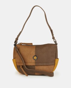 Средне-коричневая сумка через плечо в клетку с передним карманом Caminatta, коричневый