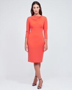Приталенное платье с асимметричным вырезом Calvin Klein, красный
