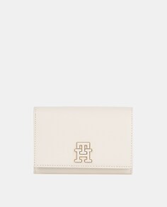 Маленький белый кошелек с клапаном и логотипом TH Tommy Hilfiger