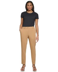 Прямые женские деловые брюки со средней талией DKNY, светло-коричневый