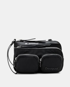 Черная нейлоновая сумка для мобильного телефона с передними карманами Desigual, черный