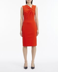 Приталенное платье на бретелях со сборкой на груди Calvin Klein, красный