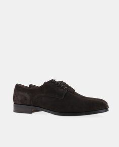 Мужские темно-коричневые кожаные туфли на шнуровке с гладким верхом и круглым носком Yanko, темно коричневый