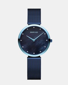 Классические женские часы со стальной сеткой 8132-398 Bering, синий